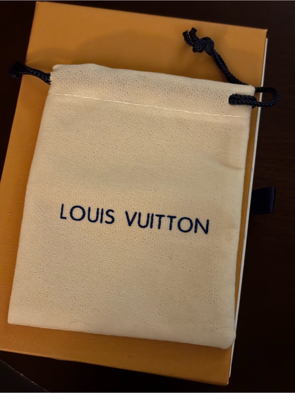 Louis Vuitton Sliding Drawer Box with Blue & Gold Ribbon and Cream Dust Bag - Picture 2 of 5